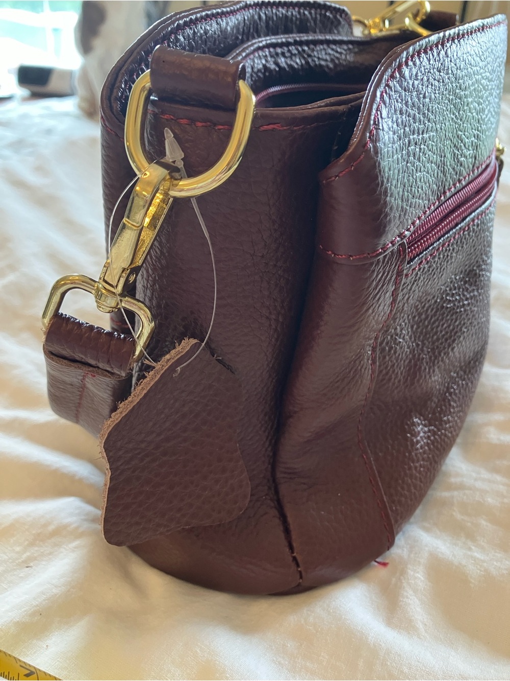 Leather Crossbody Bag in Deep Burgundy - Stylish Everyday Carry